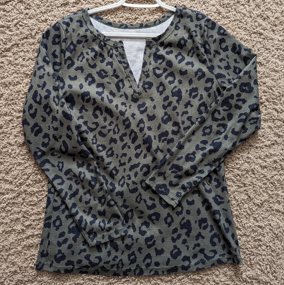 Leopard print henley